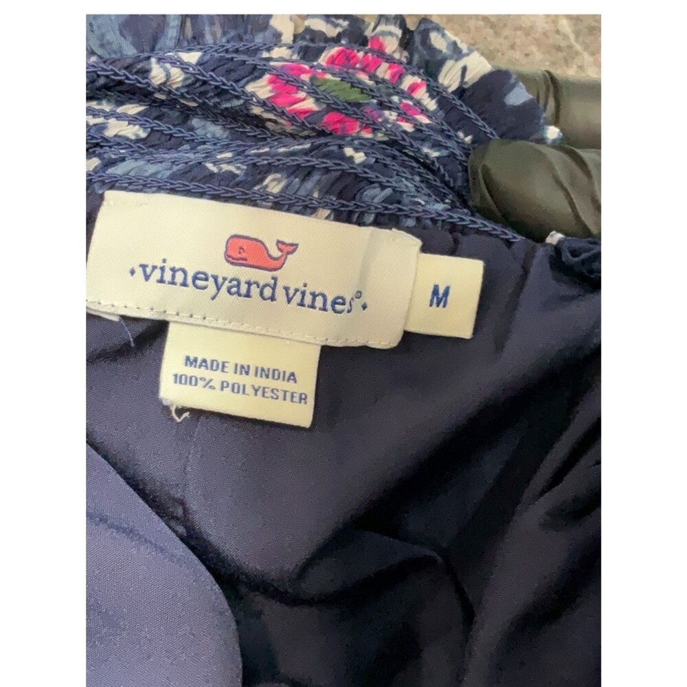 Vineyard Vines Navy Feminine Floral Smocked Waist Tiered Mini Skirt Sz M Preppy - Picture 4 of 6